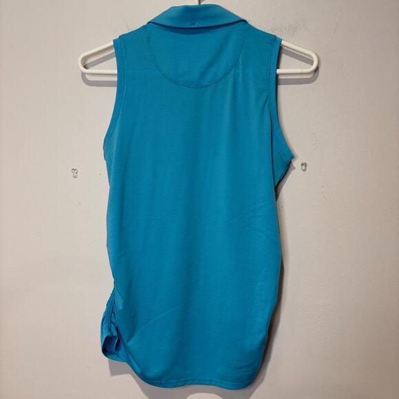 Lucky in Love Womens Small Tennis Tank Collared Teal Ruched Sides Active Pickle - Picture 4 of 6